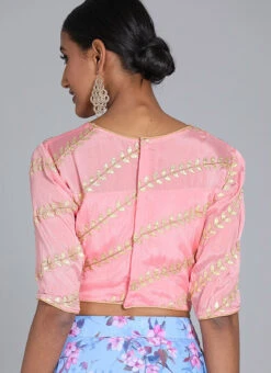 Light Pink Embroidered Chiffon Blouse Festive Wear -Indo Clothing Shop Light Pink Embroidered Chiffon Blouse BLBS02209585 rrc3