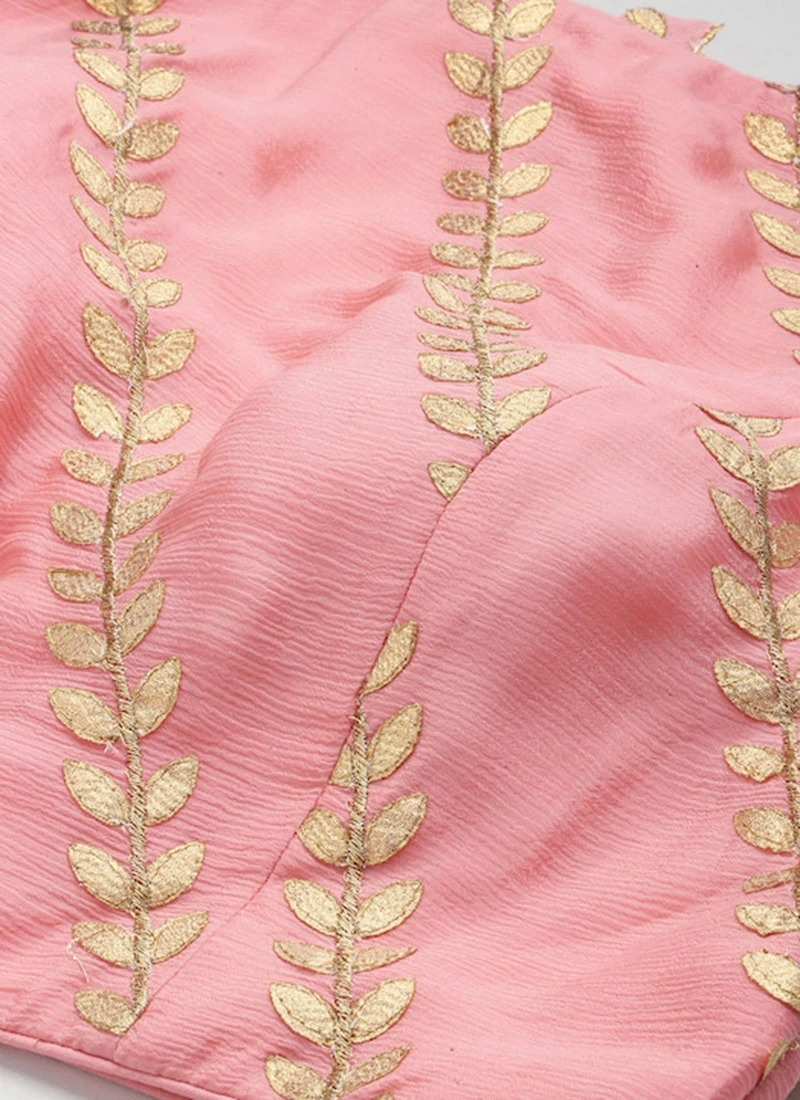 Light Pink Embroidered Chiffon Blouse Wedding Wear 5 Light Pink Embroidered Chiffon Blouse Wedding Wear - Image 5