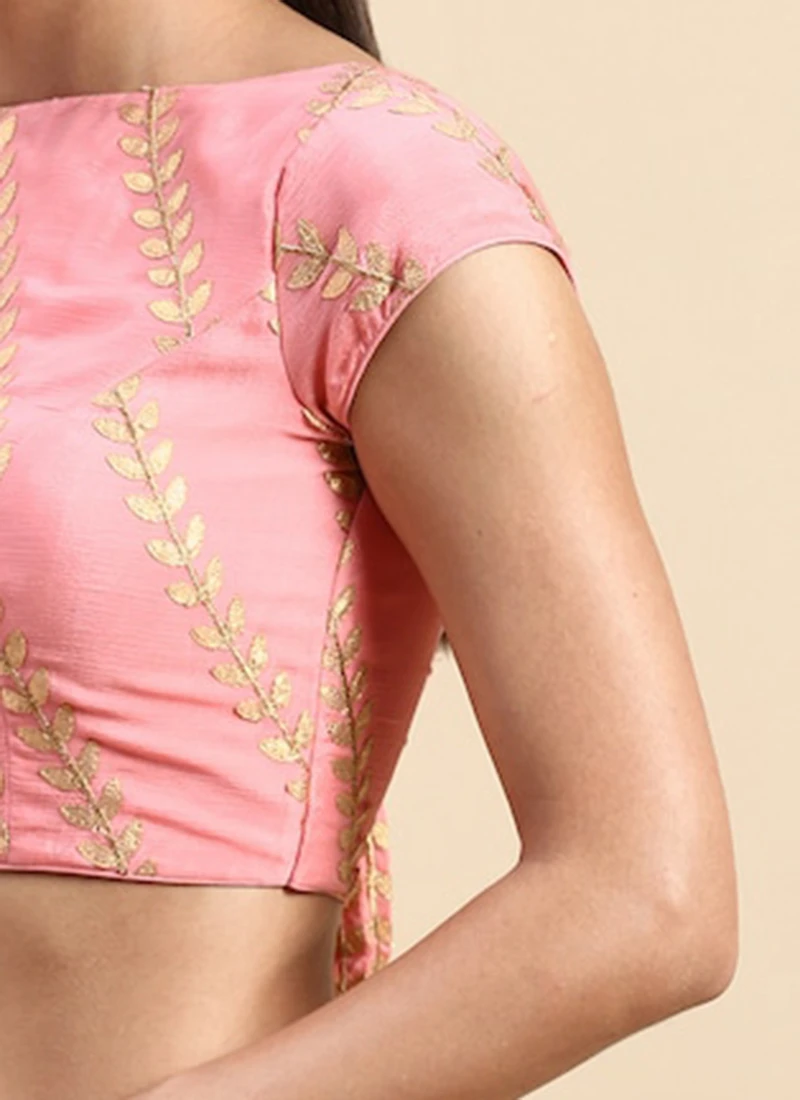 Light Pink Embroidered Chiffon Blouse Wedding Wear 7 Light Pink Embroidered Chiffon Blouse Wedding Wear - Image 7