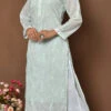 Light Sea Green Chikankari Kota Cotton Palazzo Set Festive Wear