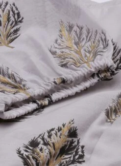 Lilac Hint Chanderi Silk Puff Sleeve Dress Festive Wear -Indo Clothing Shop Lilac Hint Chanderi Silk Puff Sleeve Dress DRBS02012713 rrc3