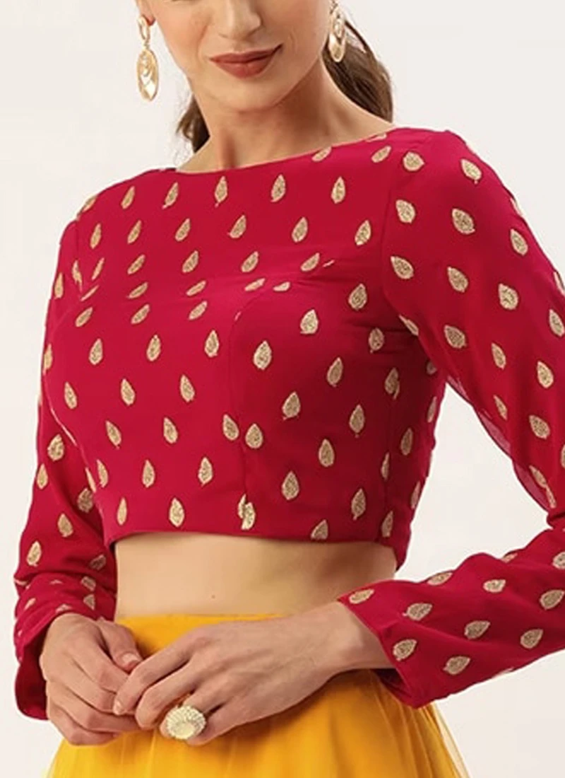 Magenta Embroidered Georgette Blouse Festive Wear 1 Magenta Embroidered Georgette Blouse Festive Wear