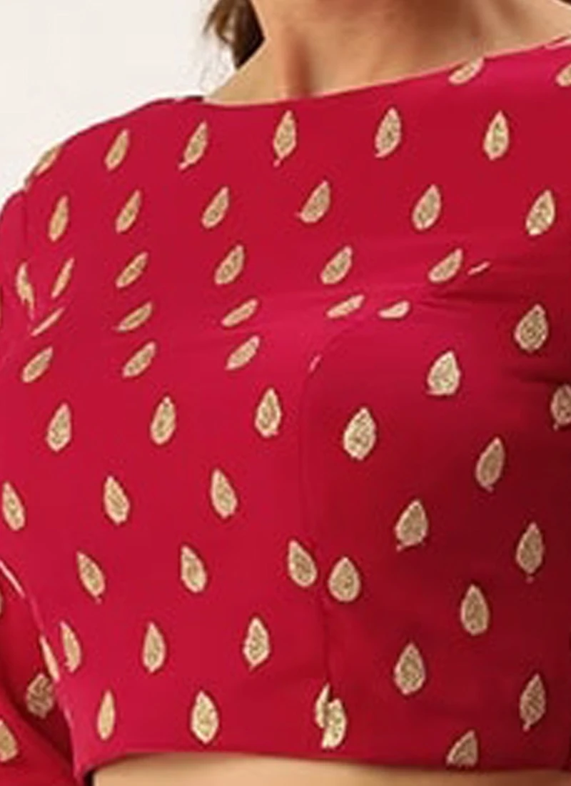 Magenta Embroidered Georgette Blouse Festive Wear 5 Magenta Embroidered Georgette Blouse Festive Wear - Image 5