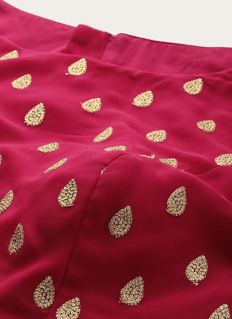 Magenta Embroidered Georgette Blouse Festive Wear 6 Magenta Embroidered Georgette Blouse Festive Wear - Image 6
