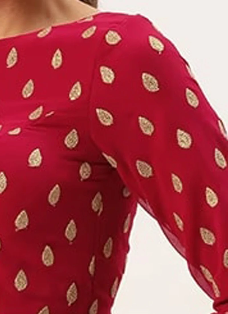 Magenta Embroidered Georgette Blouse Festive Wear 7 Magenta Embroidered Georgette Blouse Festive Wear - Image 7