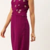 Magenta Georgette Embroidered Jumpsuit Festive Wear