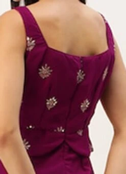 Magenta Georgette Embroidered Jumpsuit Festive Wear 13 Magenta Georgette Embroidered Jumpsuit Festive Wear -Indo Clothing Shop Magenta Georgette Embroidered Jumpsuit DRBS02301697 rrc2
