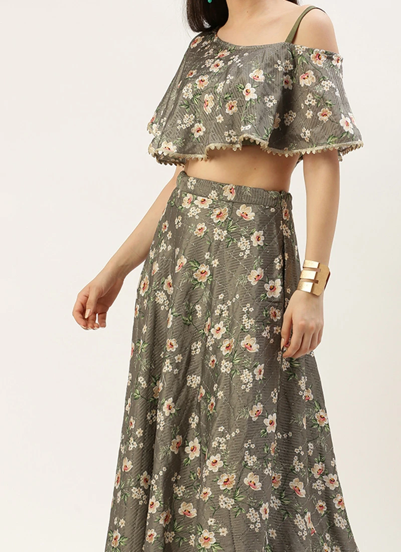 Skirt From Mahendi Green Digital Printed Co Ords Set After Six Wear 1 Skirt From Mahendi Green Digital Printed Co Ords Set After Six Wear