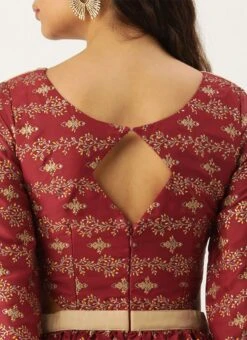 Maroon Art Silk Foil Printed Maxi Dress Festive Wear 13 Maroon Art Silk Foil Printed Maxi Dress Festive Wear -Indo Clothing Shop Maroon Art Silk Foil Printed Maxi Dress DRBS02211115 rrc2