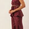 Bottom From Maroon Art Silk Printed Co Ords Set After Six Wear