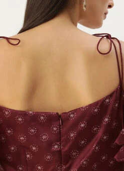 Maroon Art Silk Printed N Off White Layered Dress Festive Wear -Indo Clothing Shop Maroon Art Silk Printed N Off White Layered Dress IWBS02303686 rrc2