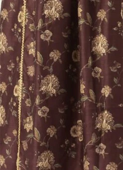 Maroon Chanderi Printed Floral Maxi Dress Festive Wear -Indo Clothing Shop Maroon Chanderi Printed Floral Maxi Dress DRBS02111085 rrc3