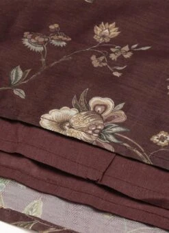 Maroon Chanderi Printed Floral Maxi Dress Festive Wear -Indo Clothing Shop Maroon Chanderi Printed Floral Maxi Dress DRBS02111085 rrc4