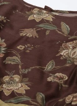 Maroon Chanderi Silk Puff Sleeve Dress Festive Wear After Six Wear -Indo Clothing Shop Maroon Chanderi Silk Puff Sleeve Dress DRBS02201262 rrc1