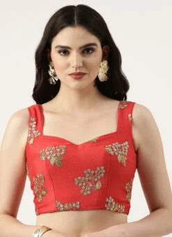Maroon Chinnon Embroidered Blouse Festive Wear -Indo Clothing Shop Maroon Chinnon Embroidered Blouse BLBS02301949 u