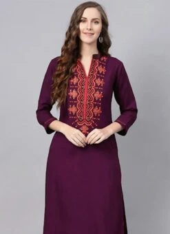Maroon Cotton Kurta Palazzo Set After Six Wear -Indo Clothing Shop Maroon Cotton Kurta Palazzo Set KRSDMF317 b