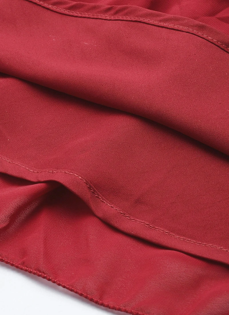 Jacket From Maroon Embroidered Georgette Jacket Style Gown 8 Jacket From Maroon Embroidered Georgette Jacket Style Gown - Image 8