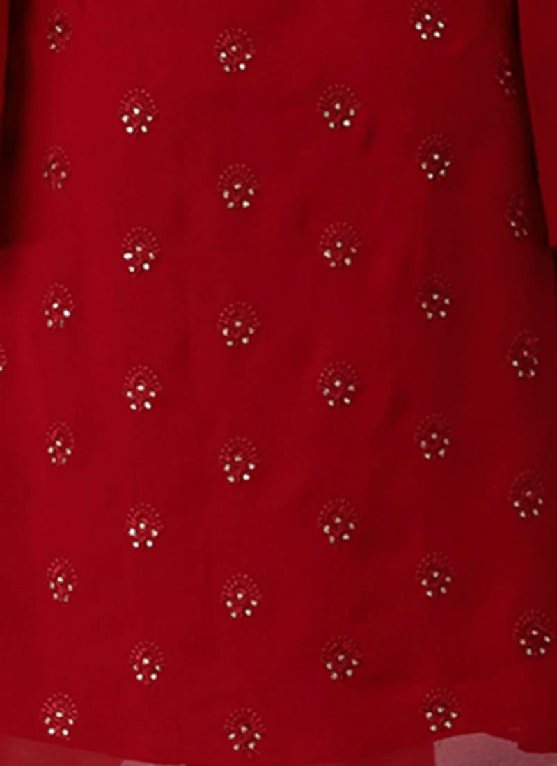 Maroon Embroidered Overlapped Knee Length Dress Festive Wear 8 Maroon Embroidered Overlapped Knee Length Dress Festive Wear - Image 8