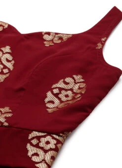 Maroon Georgette Sequins Jumpsuit Festive Wear -Indo Clothing Shop Maroon Georgette Sequins Jumpsuit DRBS02208429 rrc1