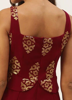 Maroon Georgette Sequins Jumpsuit Festive Wear -Indo Clothing Shop Maroon Georgette Sequins Jumpsuit DRBS02208429 rrc2