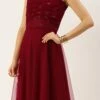 Maroon N Red Embroidered Dress Party Wear