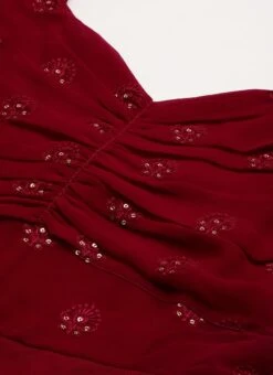 Maroon N Red Embroidered Dress Party Wear -Indo Clothing Shop Maroon N Red Embroidered Dress DRBS02206264 rrc1