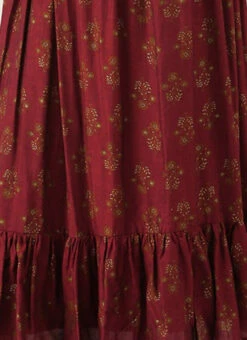 Maroon Rayon Printed Strap Neckline Dress After Six Wear -Indo Clothing Shop Maroon Rayon Printed Strap Neckline Dress DRBS02204728 rrc3