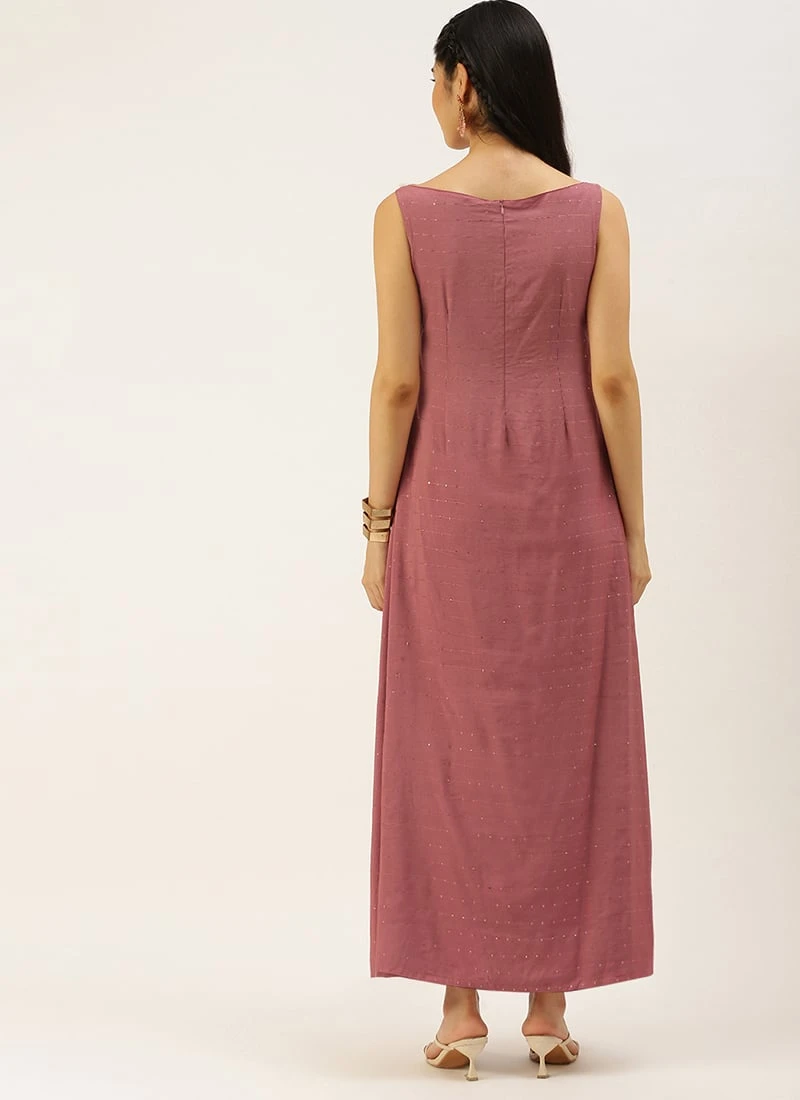 Maroon Sequins Embroidered Dress After Six Wear 4 Maroon Sequins Embroidered Dress After Six Wear - Image 4