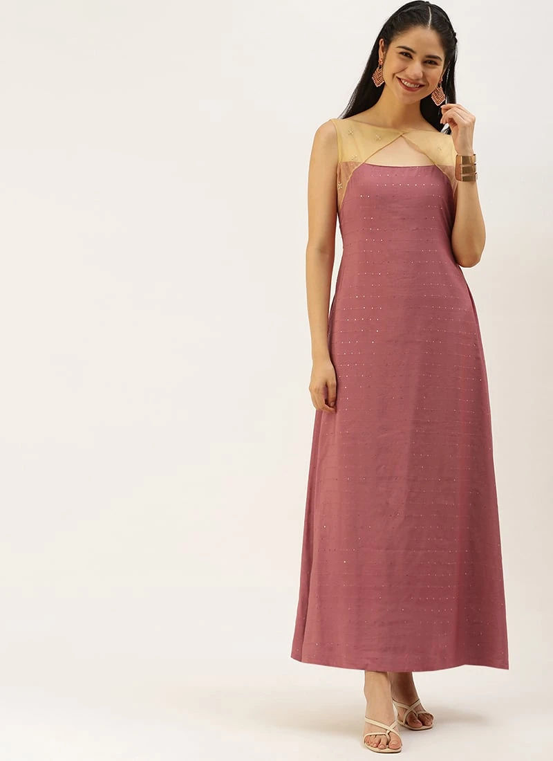 Maroon Sequins Embroidered Dress After Six Wear 3 Maroon Sequins Embroidered Dress After Six Wear - Image 3