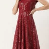 Maroon Sequins Embroidered Georgette With Keyhole Wedding Wear