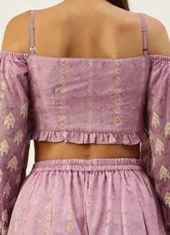 Bottom From Mauve Art Silk Digital Printed Co Ords Set After Six Wear -Indo Clothing Shop Mauve Art Silk Digital Printed Co Ords Set IWBS02301067 rrc2