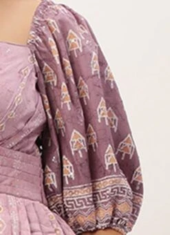 Mauve Art Silk Digital Printed Dress Party Wear -Indo Clothing Shop Mauve Art Silk Digital Printed Dress DRBS02304077 rrc3