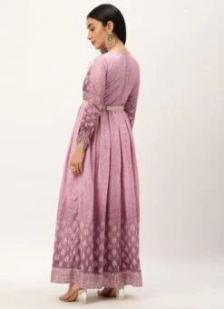 Mauve Digital Printed Maxi Dress Festive Wear -Indo Clothing Shop Mauve Digital Printed Maxi Dress DRBS02212588 b