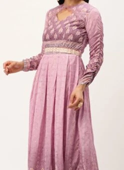Mauve Digital Printed Maxi Dress Festive Wear