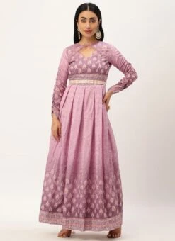 Mauve Digital Printed Maxi Dress Festive Wear -Indo Clothing Shop Mauve Digital Printed Maxi Dress DRBS02212588 u