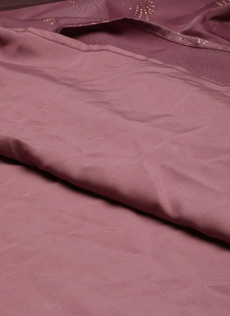 Mauve Foil Printed Satin Draped Gown Party Wear 7 Mauve Foil Printed Satin Draped Gown Party Wear - Image 7