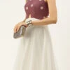 Mauve N White Embroidered Gown Festive Wear