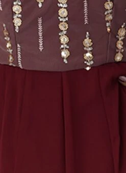 Mauve Net Sequins N Burgundy Godet Dress Festive Wear -Indo Clothing Shop Mauve Net Sequins N Burgundy Godet Dress DRBS02205032 rrc3 1