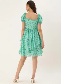 Mint Blue Chinon Digital Printed Dress After Six Wear 11 Mint Blue Chinon Digital Printed Dress After Six Wear -Indo Clothing Shop Mint Blue Chinon Digital Printed Dress DRBS02307630 b