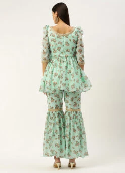 Bottom From Mint Green Digital Printed Embroidered Co Ords Set After Six Wear -Indo Clothing Shop Mint Green Digital Printed Embroidered Co Ords Set IWBS02211226 b