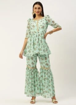 Bottom From Mint Green Digital Printed Embroidered Co Ords Set After Six Wear -Indo Clothing Shop Mint Green Digital Printed Embroidered Co Ords Set IWBS02211226 u