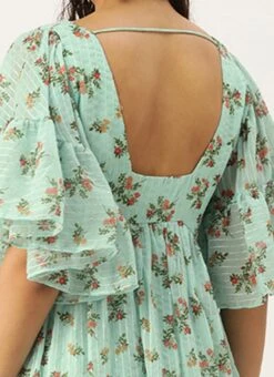 Mint Green Georgette Digital Printed Dress After Six Wear Party Wear -Indo Clothing Shop Mint Green Georgette Digital Printed Dress DRBS02210920 rrc2