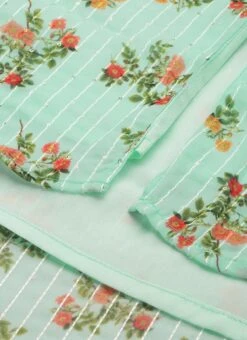 Mint Green Georgette Digital Printed Dress After Six Wear -Indo Clothing Shop Mint Green Georgette Digital Printed Dress DRBS02211307 rrc4