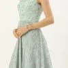 Mint Green Georgette Sequins Embroidered Strap Gown Festive Wear