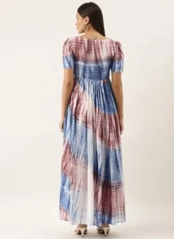 Multi Colour Modal Woven Dress After Six Wear -Indo Clothing Shop Multi Colour TENCEL Modal Woven Dress DRBS02202391 b