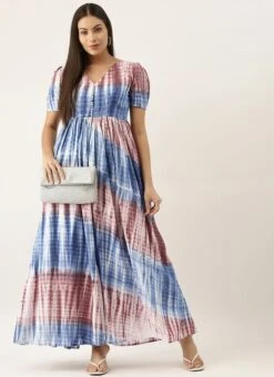 Multi Colour Modal Woven Dress After Six Wear -Indo Clothing Shop Multi Colour TENCEL Modal Woven Dress DRBS02202391 u