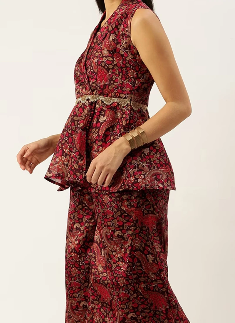 Bottom From MultiColored Art Silk Printed Co Ords Set After Six Wear 1 Bottom From MultiColored Art Silk Printed Co Ords Set After Six Wear