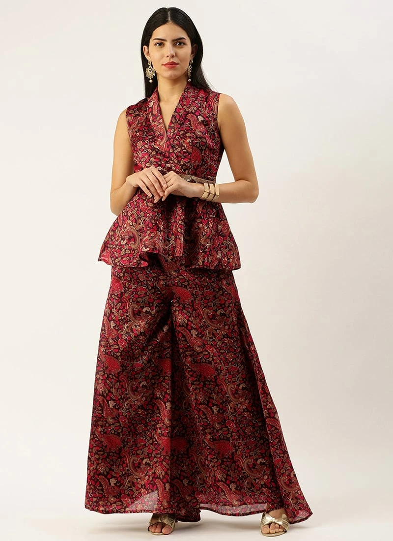 Bottom From MultiColored Art Silk Printed Co Ords Set After Six Wear 3 Bottom From MultiColored Art Silk Printed Co Ords Set After Six Wear - Image 3