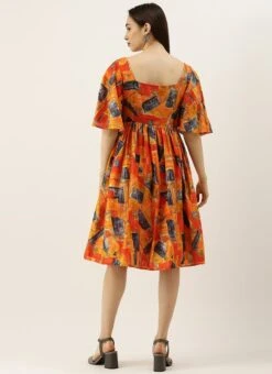 MultiColored Bell Sleeve Dress After Six Wear -Indo Clothing Shop MultiColored Bell Sleeve Dress DRBS02105352 b