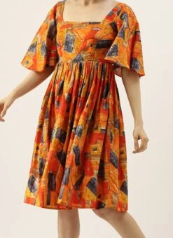 MultiColored Bell Sleeve Dress After Six Wear